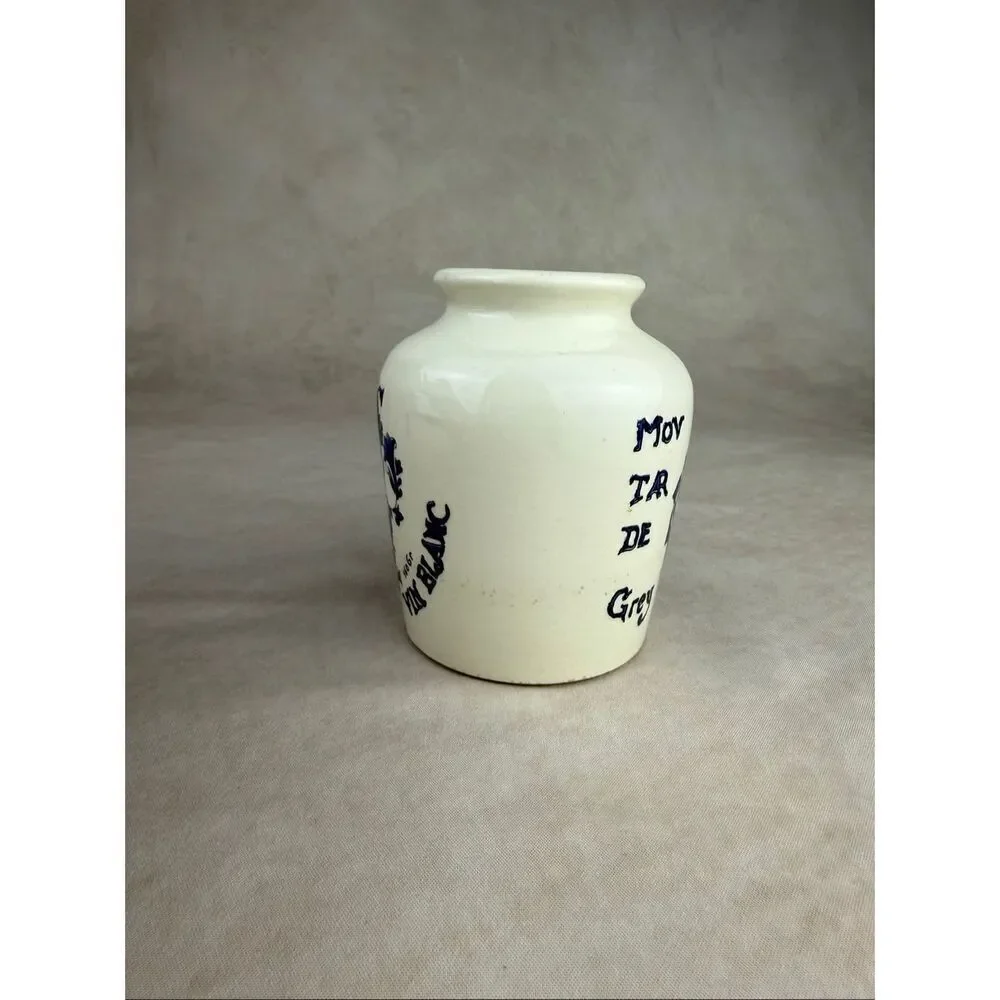 Antique French Ceramic De Dijon Grey Poupon Jar Sarreguemines Pottery 3.5